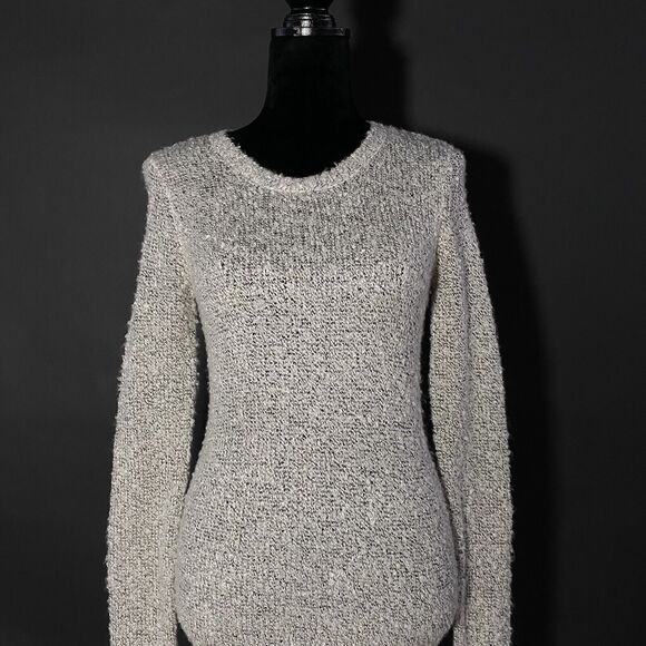 BCBGeneration Sweater Dress S Boucle Whisper White Black Heather Long Sl Soft - Picture 3 of 7